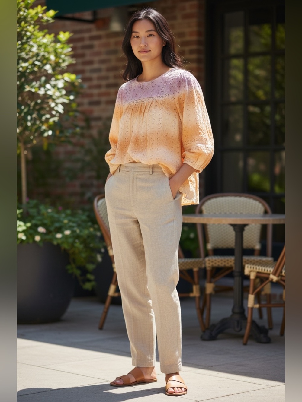 Anthropologie Eri + Ali Ombre Eyelet Blouse